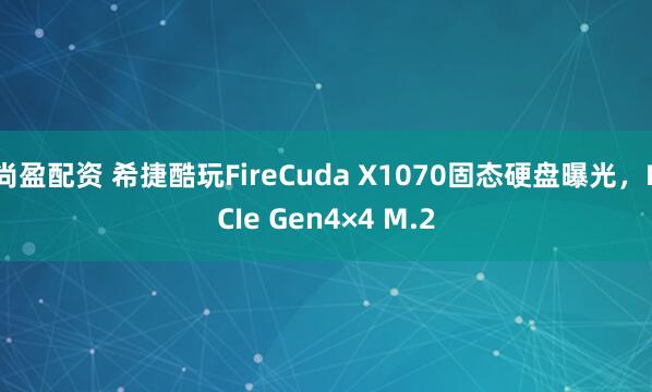 尚盈配资 希捷酷玩FireCuda X1070固态硬盘曝光，PCIe Gen4×4 M.2